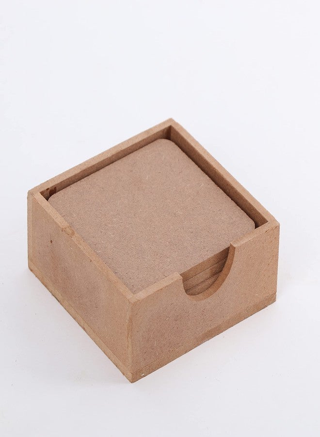 DULI MDF DIY Coasters with case- MDF Plain Wooden Coasters & Holder Blank Cutouts for Painting Wooden Sheet Craft, Decoupage, Resin Art Work & Decoration (DIY Round Coasters with Case) - Image 3